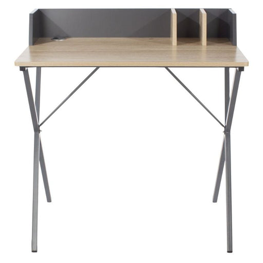 Loft Oak Study Desk with Grey Metal Legs - The Furniture Mega Store 