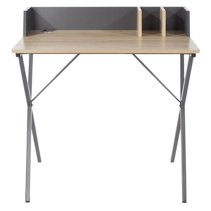 Loft Oak Study Desk with Grey Metal Legs - The Furniture Mega Store 