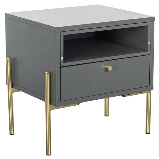 Vida Living Madrid Grey and Gold Bedside Table - The Furniture Mega Store