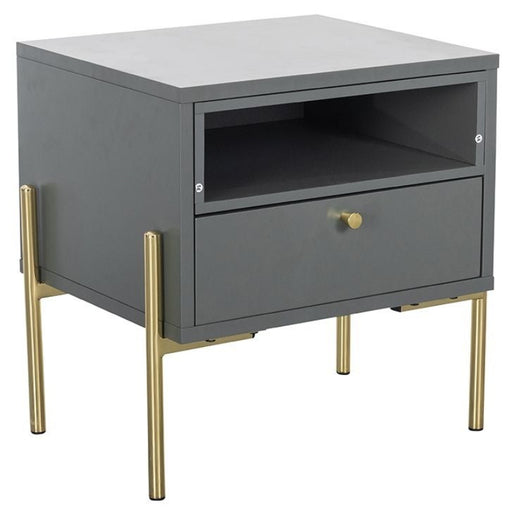 Vida Living Madrid Grey and Gold Bedside Table - The Furniture Mega Store 