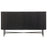 Piano Black Fluted Wood and Marble Top Large Curved Sideboard with 2 Doors, Made of Mango Wood Ribbed Base and White Marble Top - The Furniture Mega Store 
