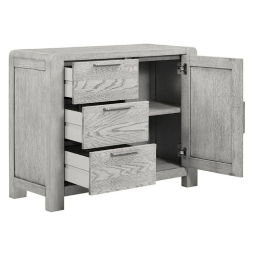 Flora Grey Washed Oak Sideboard, 98.5cm W with 1 Door 3 Drawers - The Furniture Mega Store 