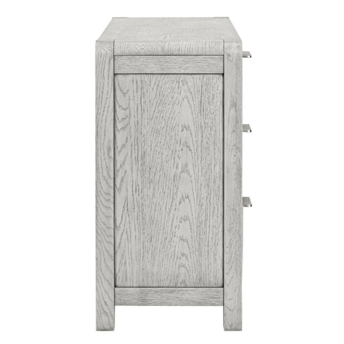 Flora Grey Washed Oak Sideboard, 140cm W with 2 Doors and 3 Drawers - The Furniture Mega Store 