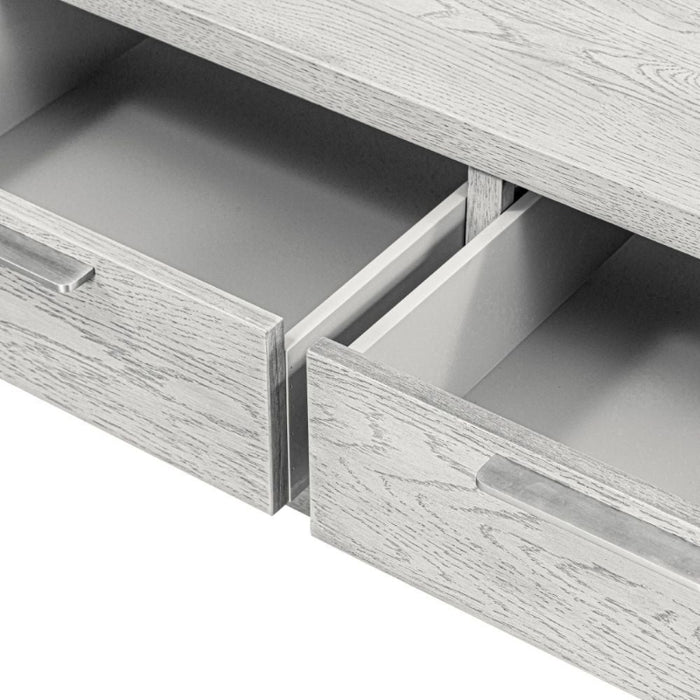 Flora Grey Washed Oak Coffee Table, Storage with 2 Drawers - The Furniture Mega Store 