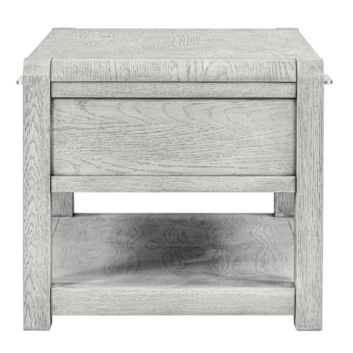Flora Grey Washed Oak Coffee Table, Storage with 2 Drawers - The Furniture Mega Store 