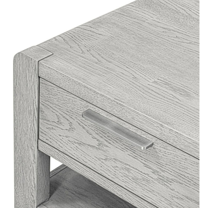 Flora Grey Washed Oak Coffee Table, Storage with 2 Drawers - The Furniture Mega Store 