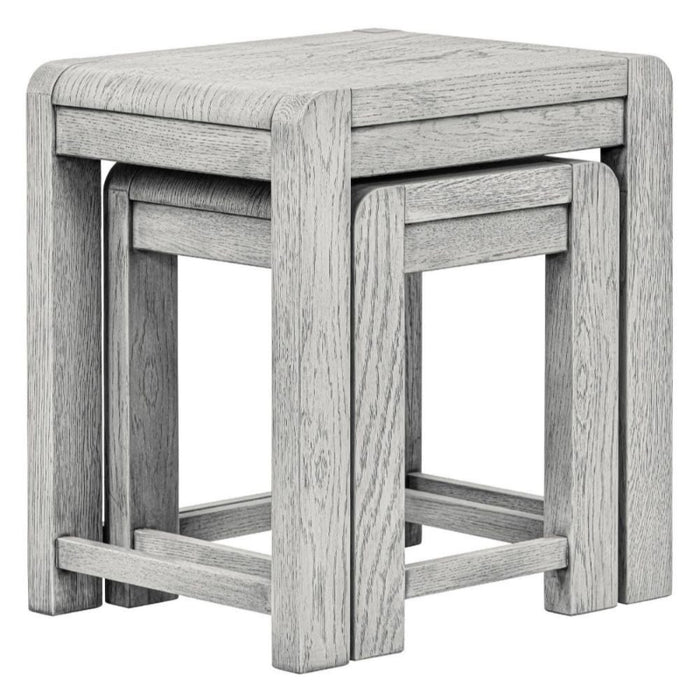 Flora Grey Washed Oak Nest of Table - The Furniture Mega Store 