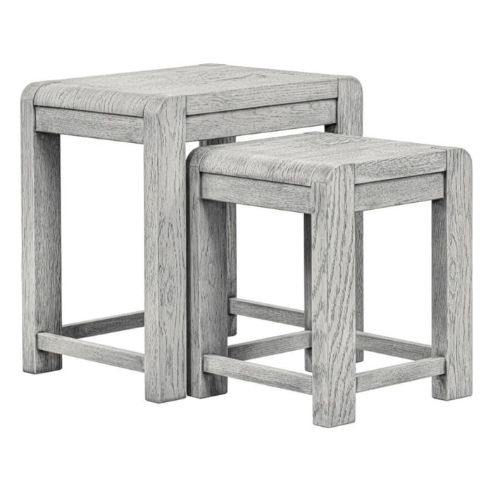 Flora Grey Washed Oak Nest of Table - The Furniture Mega Store 