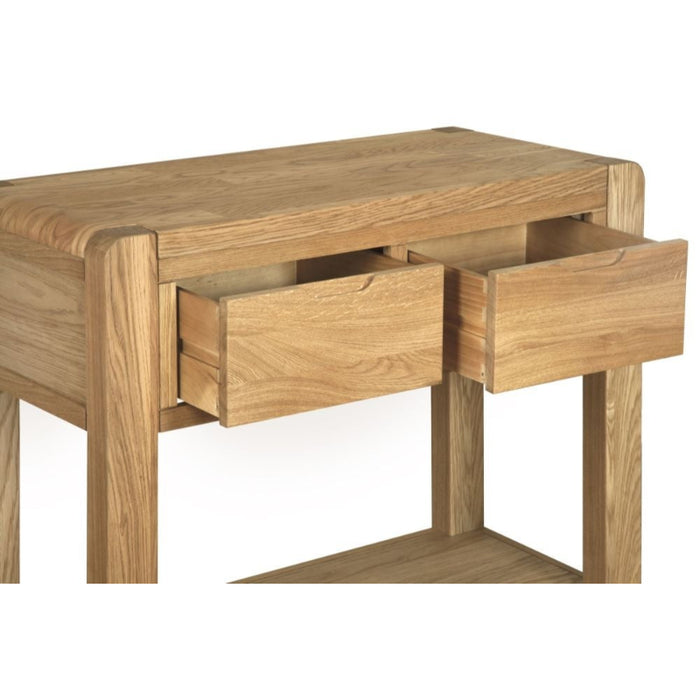 Laney Oak Console Table, 100cm width with 2 Drawers - The Furniture Mega Store 