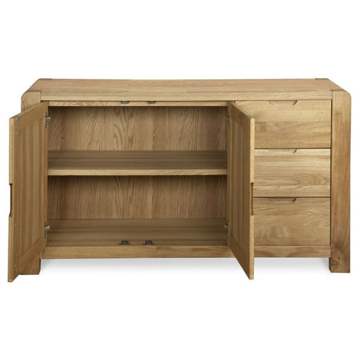 Laney Oak Sideboard, 140cm W with 2 Doors and 3 Drawers - The Furniture Mega Store 
