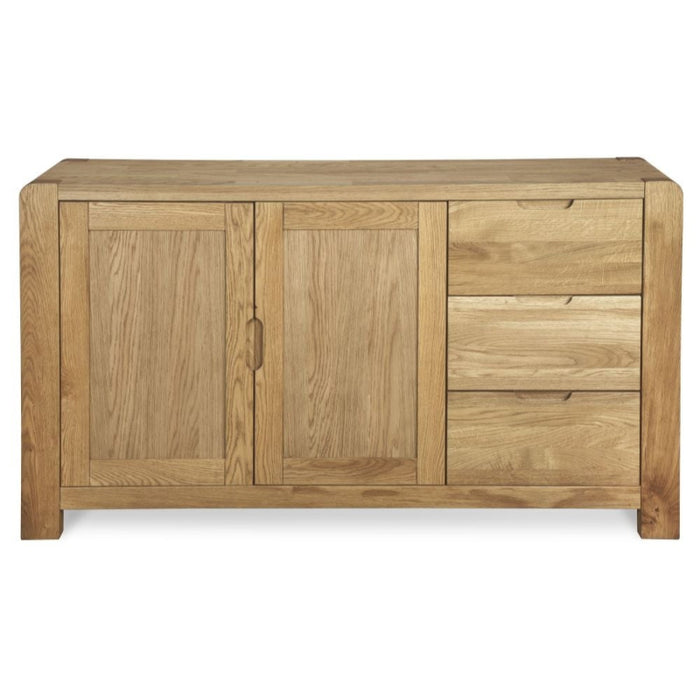 Laney Oak Sideboard, 140cm W with 2 Doors and 3 Drawers - The Furniture Mega Store 