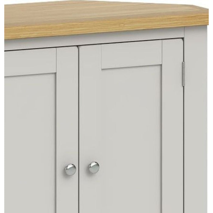 Cross Country Grey and Oak Corner Cupboard - 2 Door - The Furniture Mega Store 