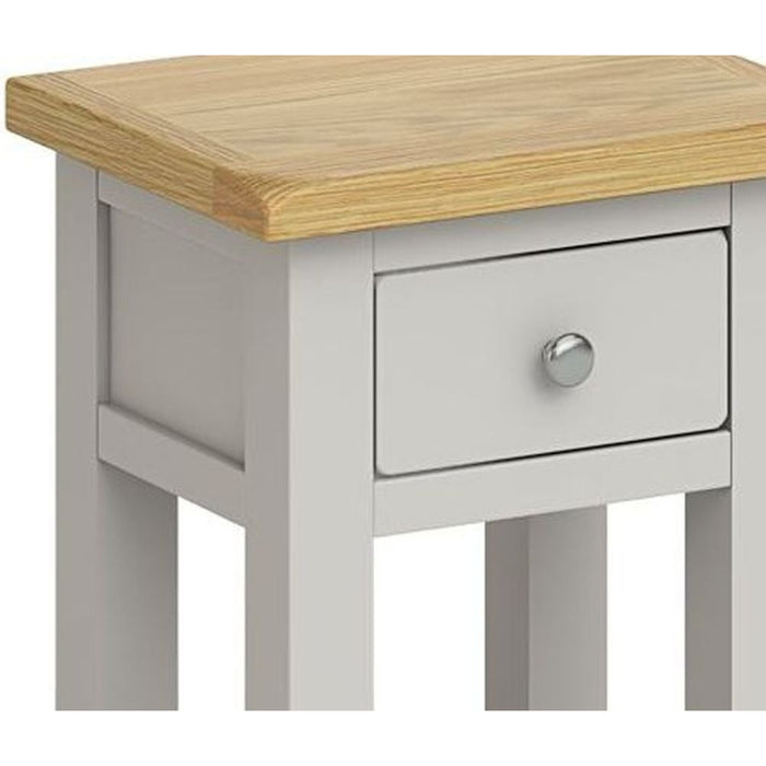 Cross Country Grey and Oak Lamp Table with 1 Drawer & 1 Shelf - The Furniture Mega Store 