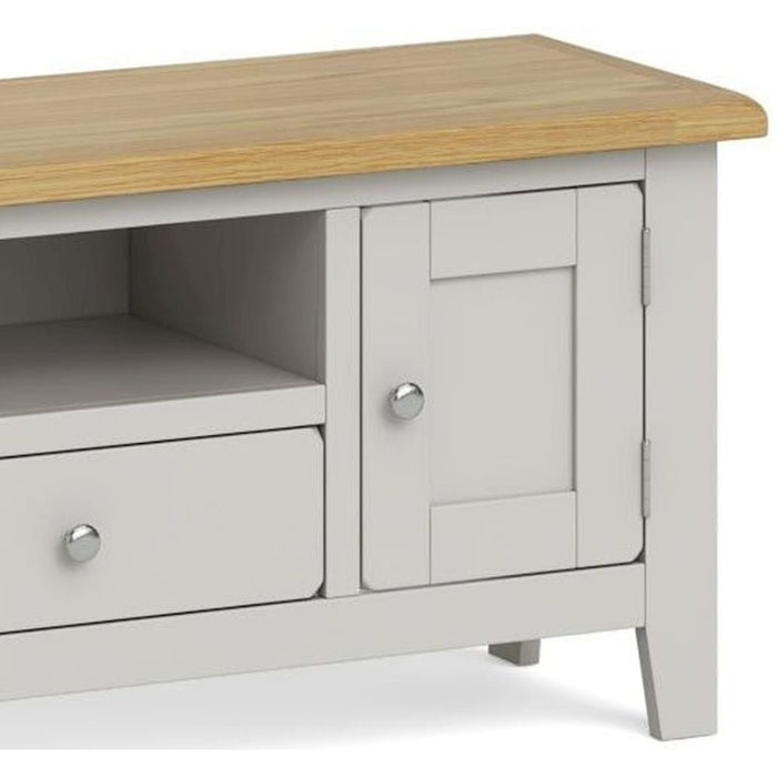 Cross Country Grey and Oak Large TV Unit, 120cm with Storage for Television Upto 43in Plasma - The Furniture Mega Store 