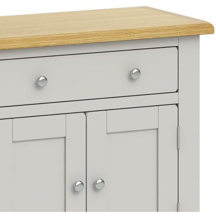 Cross Country Grey and Oak Mini Sideboard with 2 Doors for Small Space - The Furniture Mega Store 