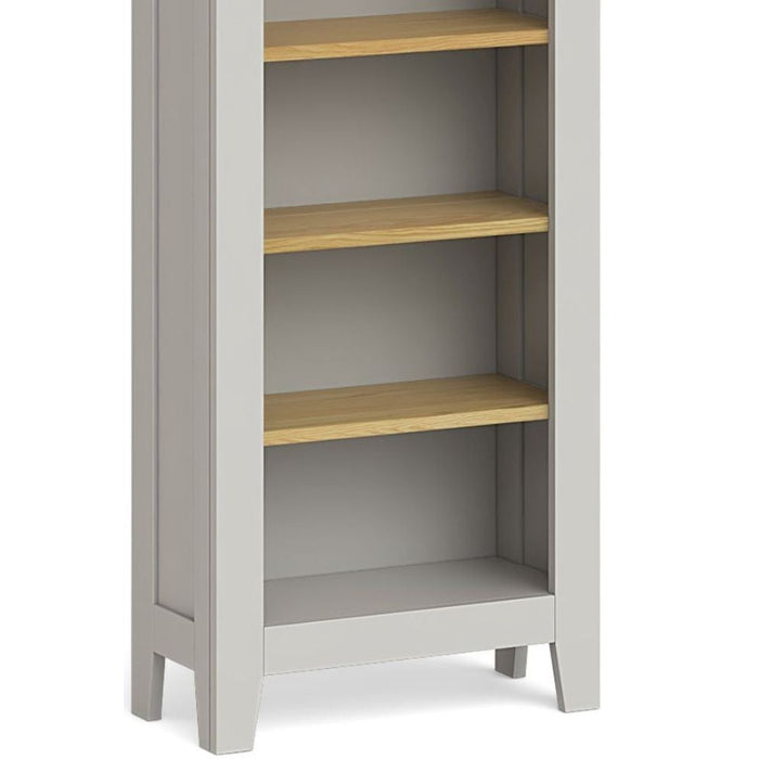 Cross Country Grey and Oak Narrow Bookcase, 140cm Bookshelf with 4 Shelves - The Furniture Mega Store 