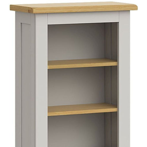 Cross Country Grey and Oak Narrow Bookcase, 140cm Bookshelf with 4 Shelves - The Furniture Mega Store 