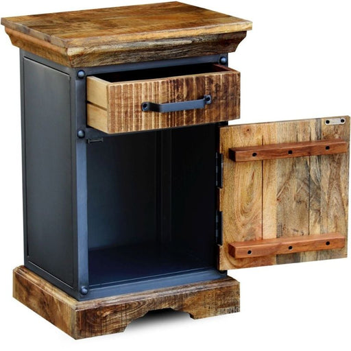 Metro Mango Wood 1 Door Side Table - The Furniture Mega Store 