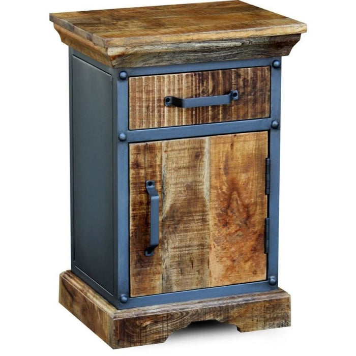 Metro Mango Wood 1 Door Side Table - The Furniture Mega Store 