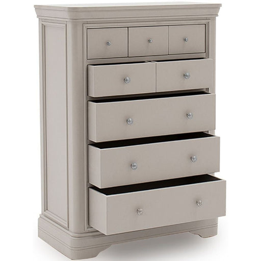 Vida Living Mabel Taupe Painted 8 Drawer Tall Chest - The Furniture Mega Store 