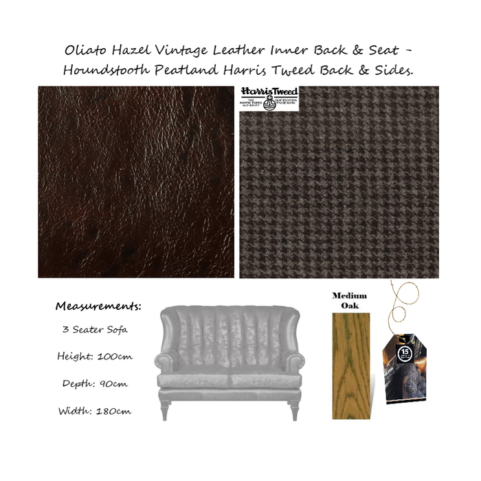 Scholar Sofa & Armchair Collection - Bespoke Vintage leather & Harris Tweed Options - The Furniture Mega Store 