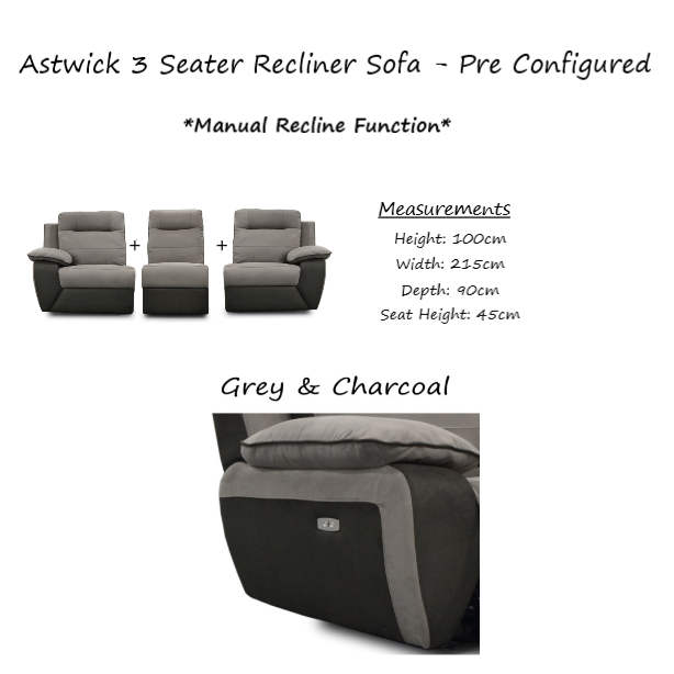 Astwick Modular Manual Recliner Sofa Collection - Choice Of Fabrics - The Furniture Mega Store 