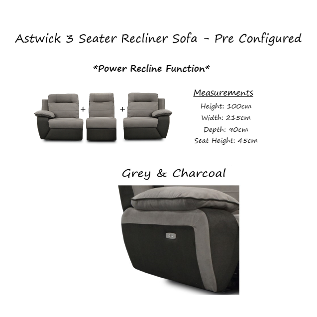 Astwick Modular Power Recliner With USB Charging Collection - Choice Of Fabrics - The Furniture Mega Store 