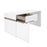 Chelsea White High Gloss & Truffle Oak Trim Dressing Table / Desk - The Furniture Mega Store 