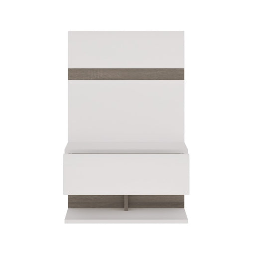 Chelsea White High Gloss & Truffle Oak Trim Bedside Extension - The Furniture Mega Store