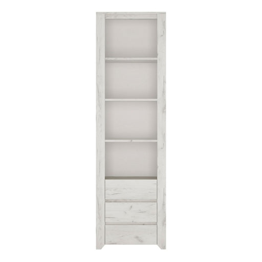 Angelica Tall Narrow 3 Drawer Bookcase - White Oak - The Furniture Mega Store 