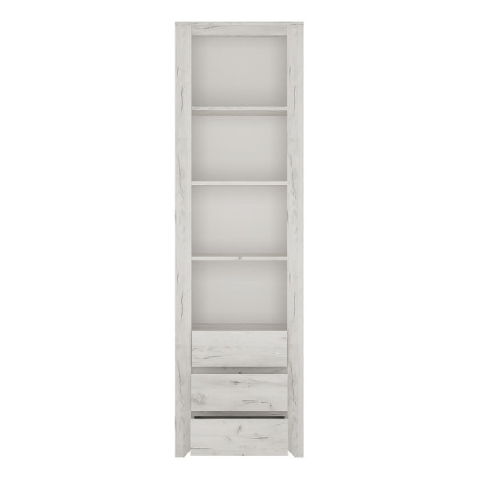 Angelica Tall Narrow 3 Drawer Bookcase White Oak