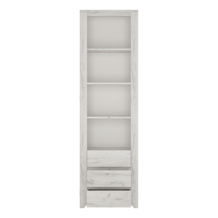 Angelica Tall Narrow 3 Drawer Bookcase - White Oak - The Furniture Mega Store 