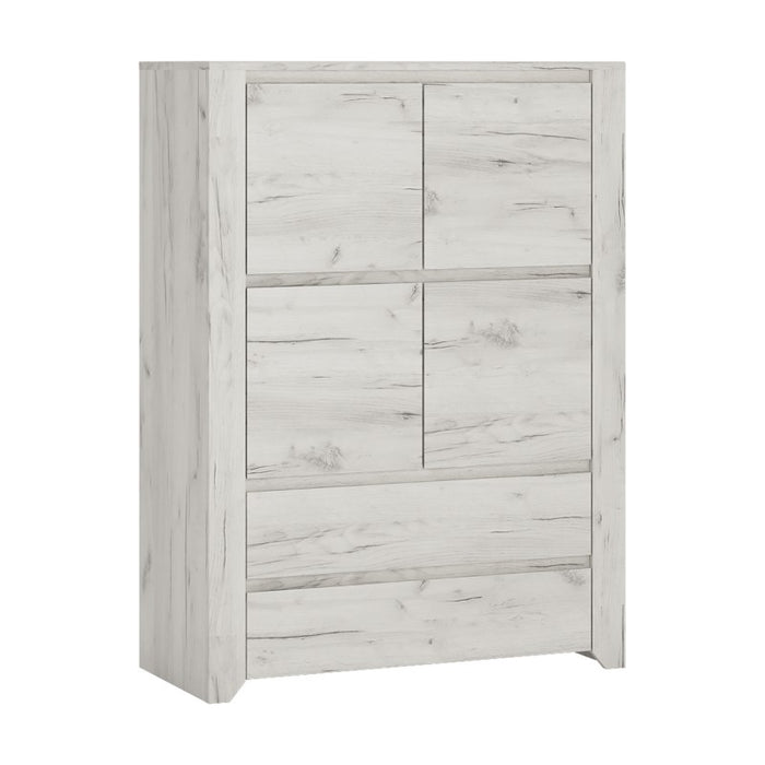 Angelica 4 Door 2 Drawer Cupboard - White Oak - The Furniture Mega Store 