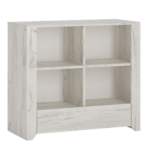 Angelica 1 Drawer Low Bookcase - White Oak - The Furniture Mega Store 