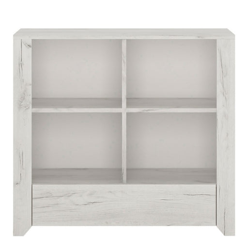 Angelica 1 Drawer Low Bookcase - White Oak - The Furniture Mega Store 