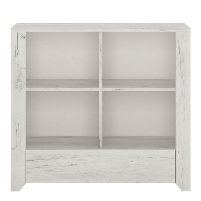 Angelica 1 Drawer Low Bookcase - White Oak - The Furniture Mega Store 