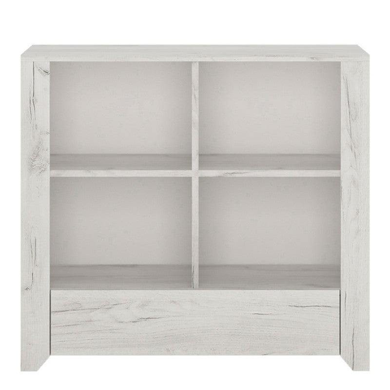 Angelica 1 Drawer Low Bookcase - White Oak - The Furniture Mega Store 