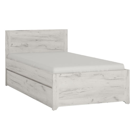 Angelica Single Bed with Pull Out under bed (Inc Slats) - White Oak - The Furniture Mega Store 