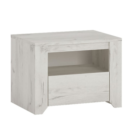 Angelica 1 Drawer Bedside Cabinet - White Oak - The Furniture Mega Store