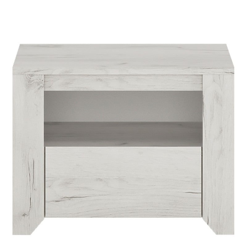 Angelica 1 Drawer Bedside Cabinet - White Oak - The Furniture Mega Store 