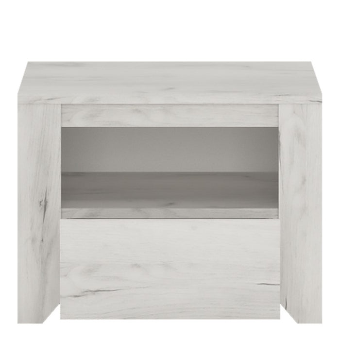 Angelica 1 Drawer Bedside Cabinet - White Oak - The Furniture Mega Store 