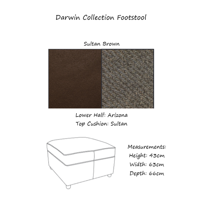 Darwin Collection Footstool - Choice Of Fabrics - The Furniture Mega Store 