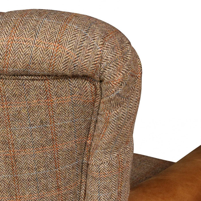 Rufus Vintage Leather & Harris Tweed Occasional Chair - The Furniture Mega Store 