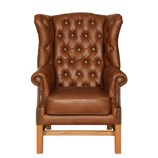 Sandringham Wingback Armchair - Choice Of Harris Tweed & Vintage Leather Upholstery - The Furniture Mega Store