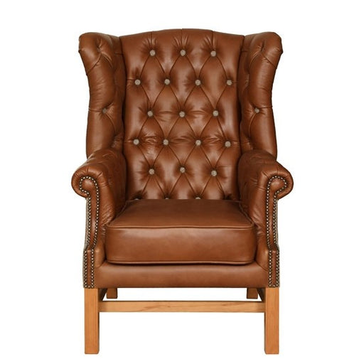 Sandringham Wingback Armchair - Choice Of Harris Tweed & Vintage Leather Upholstery - The Furniture Mega Store 