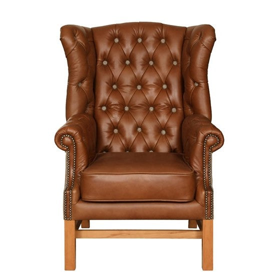 Sandringham Wingback Armchair - Choice Of Harris Tweed & Vintage Leather Upholstery - The Furniture Mega Store 