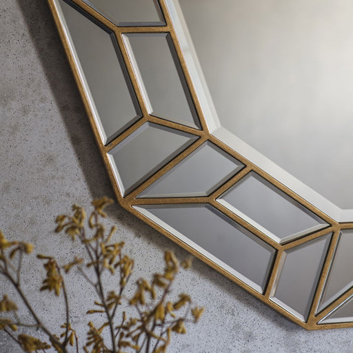 Celeste Decagon Wall Mirror - Gold - 105cm Diameter - The Furniture Mega Store 