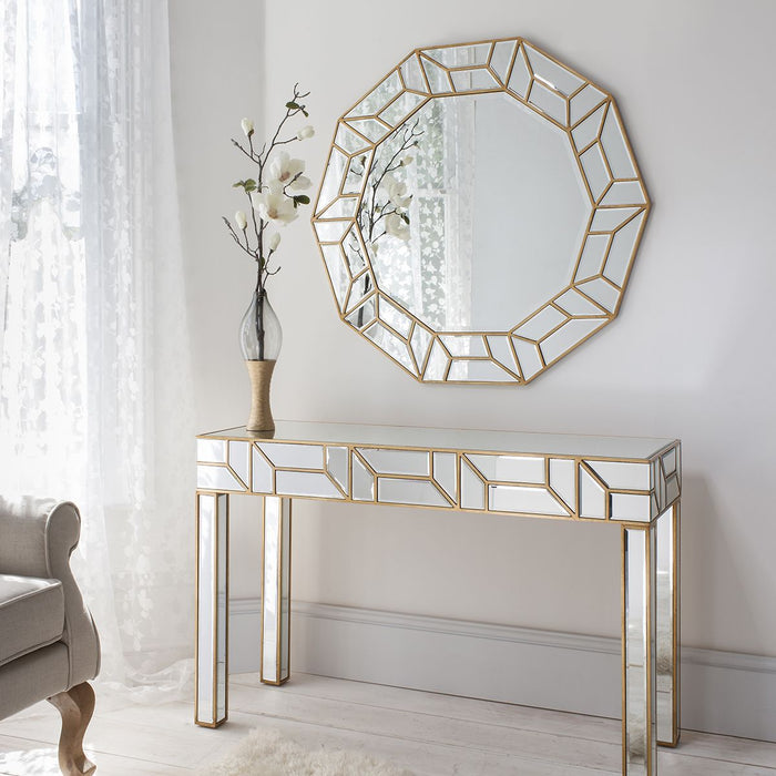Celeste Decagon Wall Mirror - Gold - 105cm Diameter - The Furniture Mega Store 
