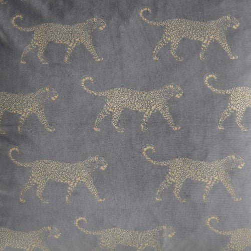 Metallic Leopard Velvet Cushion Grey 45 X 45cm - The Furniture Mega Store 