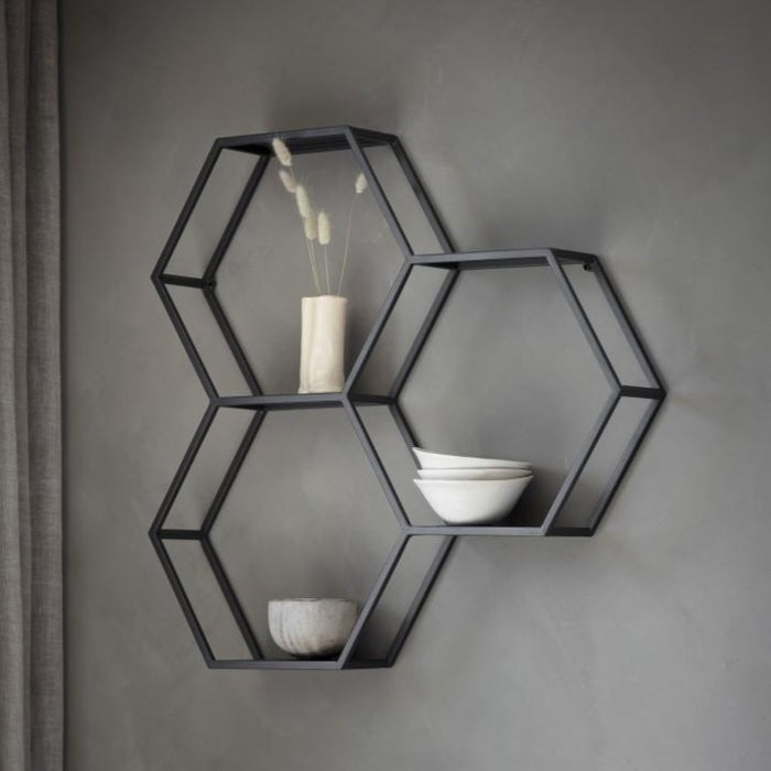 Hexagonal Industrial Style Wall Shelving - The Furniture Mega Store 